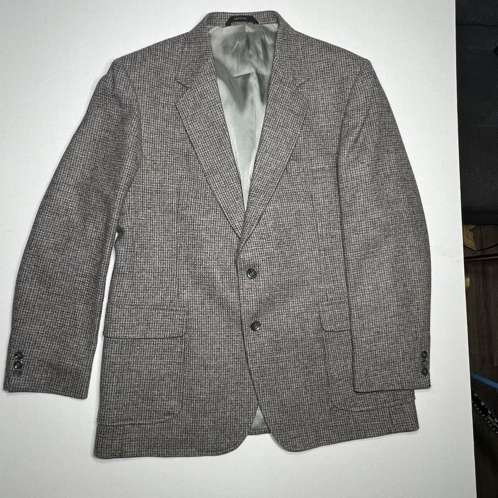 Vintage Imperial By Haggar Pure Wool Brown Beige Blazer Sport Coat 44R